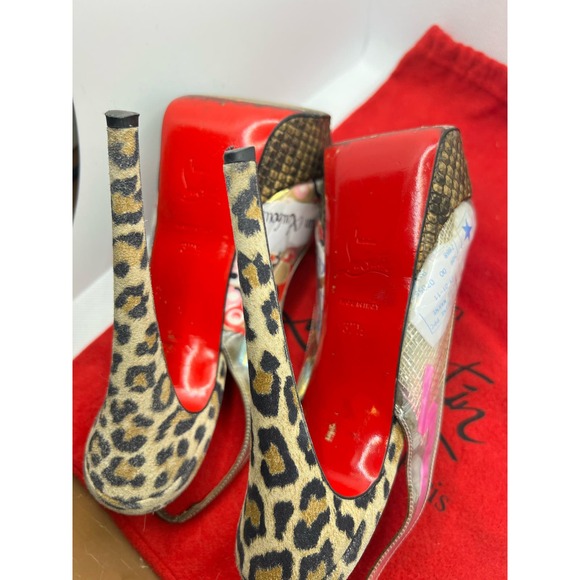 Christian Louboutin Winter Euro Trash Heels 150 PVC/Suede Leopard EU 37.5 7.5 - Picture 14 of 14